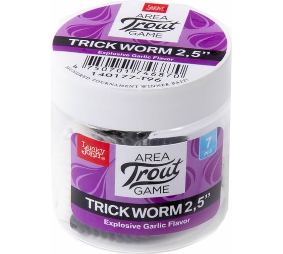 Съедобные искусственные слаги LUCKY JOHN LJ Pro Series TRICK WORM, 2.5 дюйма (6.35 см), цвет T96, 7 шт. 140177-T96