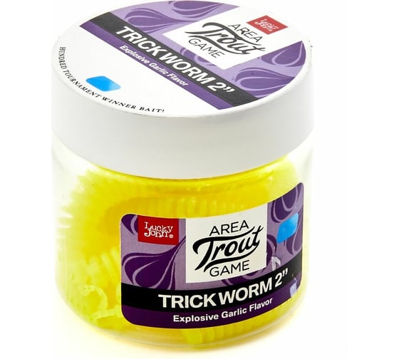 Съедобные искусственные слаги LUCKY JOHN LJ Pro Series TRICK WORM, 2.0 дюйма (5.0 см), цвет 101, 10 шт. 140160-101
