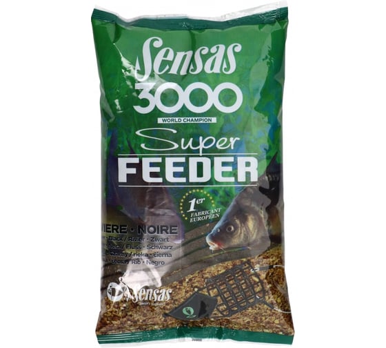 Прикормка SENSAS 3000 Super FEEDER RIVER Black 1 кг 70811 1