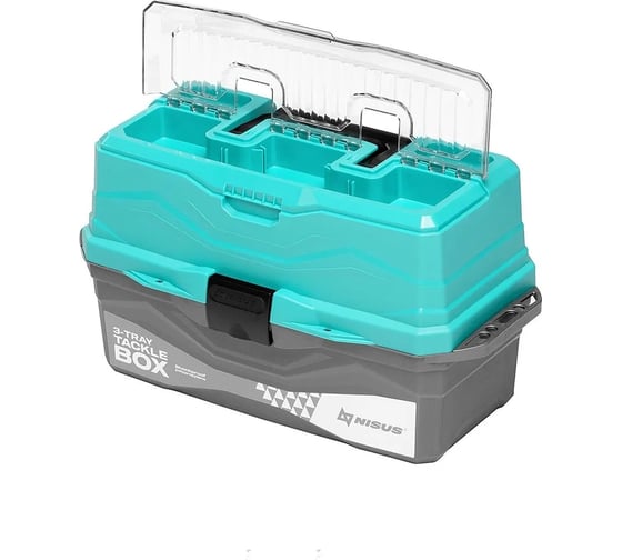 Nisus Ящик для снастей Tackle Box трехполочный бирюзовый 00000242315