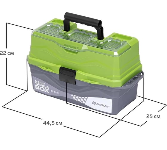 Nisus Ящик для снастей Tackle Box трехполочный зеленый 00000237608