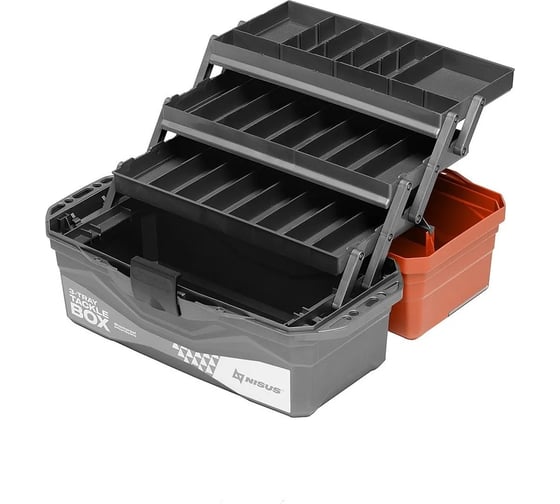 Nisus Ящик для снастей Tackle Box трехполочный оранжевый 00000241404