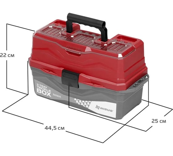 Nisus Ящик для снастей Tackle Box трехполочный красный 00000241405