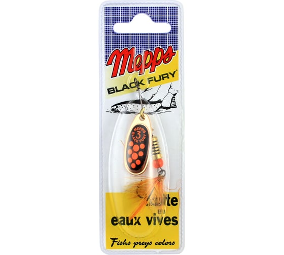 Вращающаяся блесна Mepps Black Fury ORANGE MCH CU №3, 6.5г, блистер 0034984 1