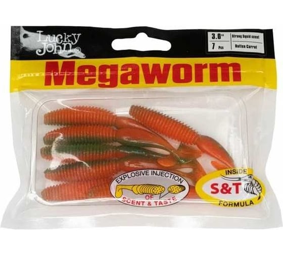 Съедобные искусственные виброхвосты LUCKY JOHN LJ Pro Series MEGAWORM 3.0in, 7.60 /T56, 7 шт. 140190-T56