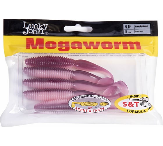 Съедобные искусственные виброхвосты LUCKY JOHN LJ Pro Series MEGAWORM 4.0in, 10.16 /T61, 5 шт. 140191-T61