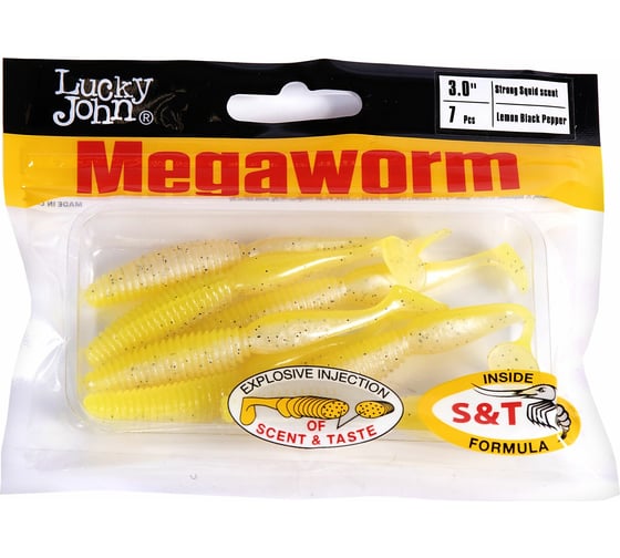 Съедобные искусственные виброхвосты LUCKY JOHN LJ Pro Series MEGAWORM 3.0in, 7.60 /T66, 7 шт. 140190-T66