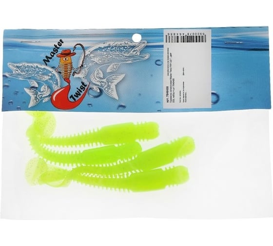Силиконовая приманка СИМАЛЕНД Master Twist FRY 3.9", цвет 009, набор 4 шт., светло-зеленый 7846488