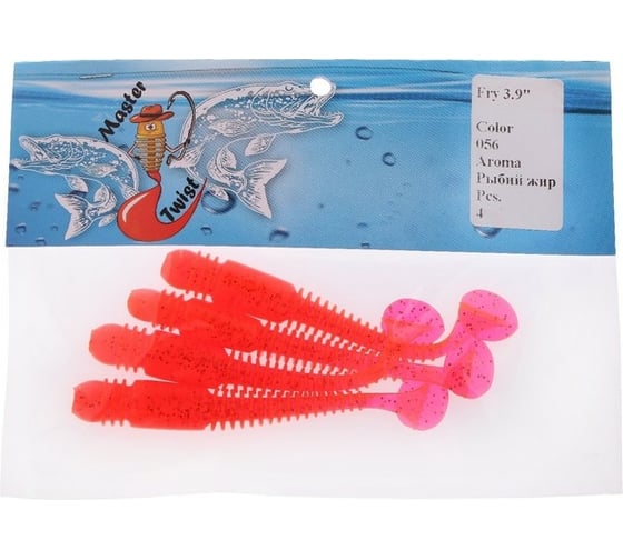 Силиконовая приманка СИМАЛЕНД Master Twist FRY 3.9", цвет 056, 4 шт., фуксия 7846480