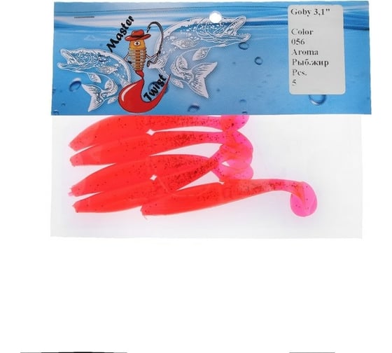 Силиконовая приманка СИМАЛЕНД Master Twist GOBY 3.1", цвет 056, набор 5 шт., фуксия 7846545