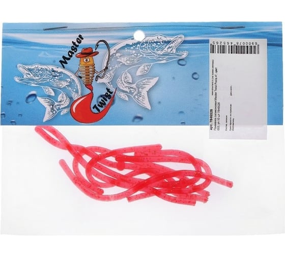 Силиконовая приманка СИМАЛЕНД Master Twist Pasta 4", цвет 003, 10 шт., красный 7846526