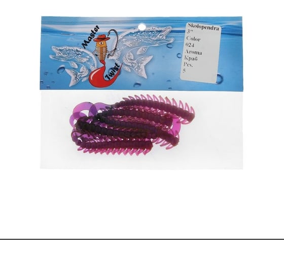 Силиконовая приманка СИМАЛЕНД Master Twist SKOLOPENDRA 3", цвет 024, набор 5 шт., фиолетовый 7846584