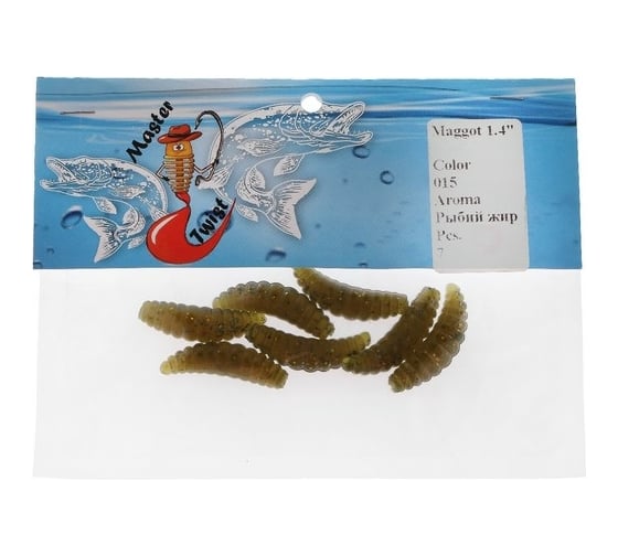 Силиконовая приманка СИМАЛЕНД Master Twist MAGGOT 1.4", цвет 015, 7 шт., темно-зеленый 7846542