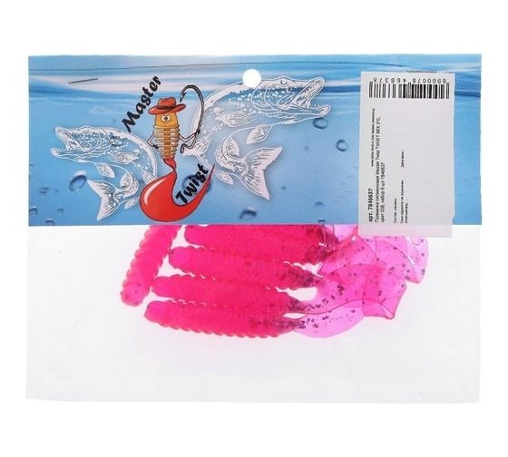 Силиконовая приманка СИМАЛЕНД Master Twist TWIST MIX 3.0", цвет 008, набор 6 шт., розовый 7846637