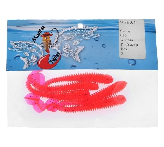 Силиконовая приманка СИМАЛЕНД Master Twist STICK 3.5", цвет 056, набор 5 шт., фуксия 7846519