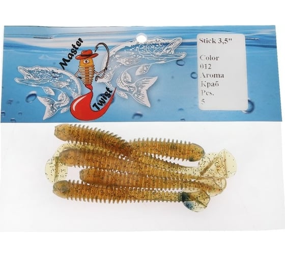 Силиконовая приманка СИМАЛЕНД Master Twist STICK 3.5", цвет 012, набор 5 шт., желтый 7846510