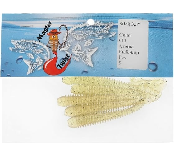 Силиконовая приманка СИМАЛЕНД Master Twist STICK 3.5", цвет 011, набор 5 шт., кремовый 7846571