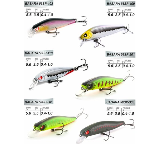 Воблеры-суспендеры Lucky JohnPro Series BASARA SP 05.60/025SET 6шт LJVP-025SET