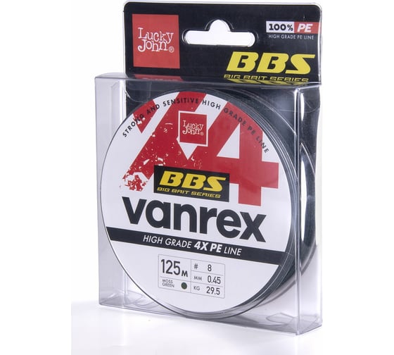 Плетеная леска Lucky John Vanrex BBS х4 BRAID Moss Green 125/045 LJ4114-045