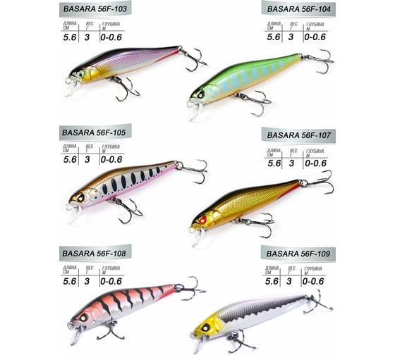 Воблеры-суспендеры Lucky John Pro Series BASARA F 05.60/027SET 6шт LJVP-027SET