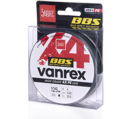 Плетеная леска Lucky John Vanrex BBS х4 BRAID Moss Green 125/040 LJ4114-040