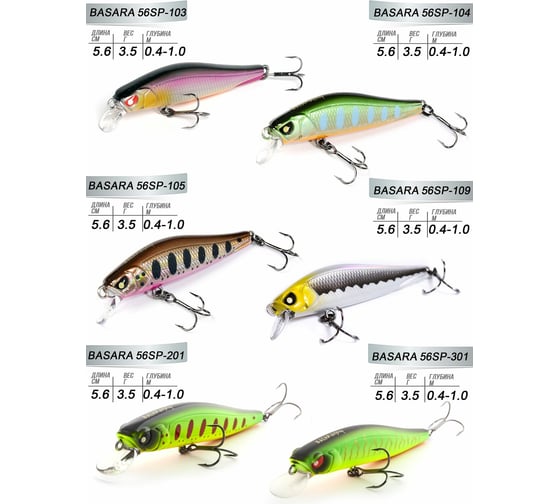 Воблеры-суспендеры Lucky John Pro Series BASARA SP 05.60/023SET 6шт LJVP-023SET