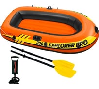 Лодка с пластиковыми веслами и насосом Intex Explorer 200 Pro 58357