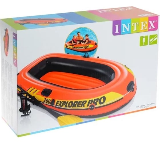 Лодка с пластиковыми веслами и насосом Intex Explorer 200 Pro 58357