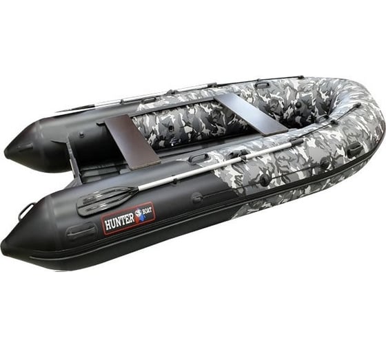 Лодка Hunterboat Хантер 380 ПРО, серый камуфляж/черный 4627110221994 1