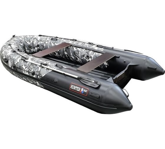 Лодка Hunterboat Хантер 380 ПРО, серый камуфляж/черный 4627110221994