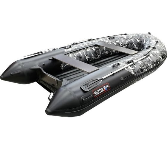 Лодка Hunterboat Хантер 380 ПРО, серый камуфляж/черный 4627110221994