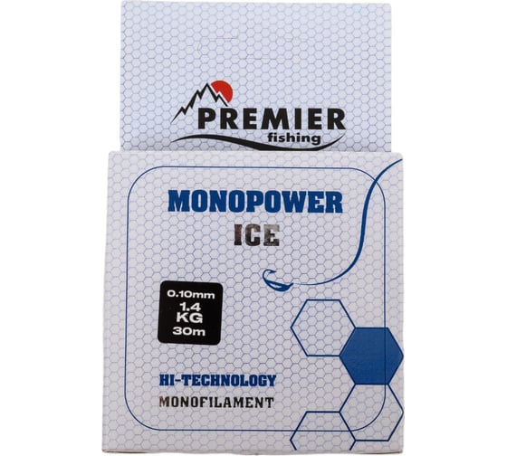 Леска Premier fishing MONOPOWER ICE PR-MI-T-010-30, 0.10мм/30м, прозрачный нейлон 280968