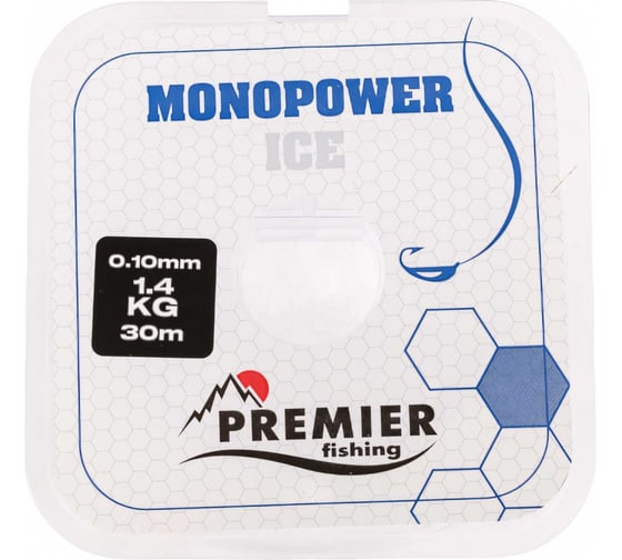 Леска Premier fishing MONOPOWER ICE PR-MI-T-010-30, 0.10мм/30м, прозрачный нейлон 280968