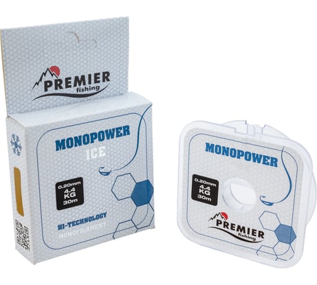 Леска Premier fishing MONOPOWER ICE PR-MI-T-020-30, 0.20мм/30м, прозрачный нейлон 280976