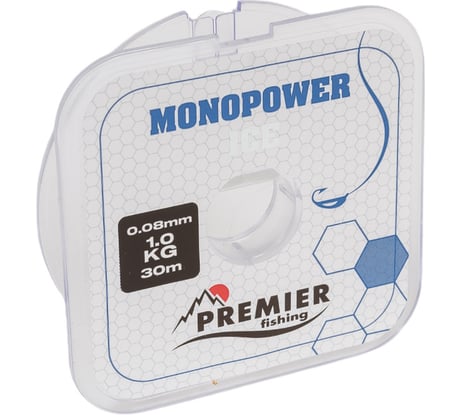 Леска Premier fishing MONOPOWER ICE PR-MI-T-008-30, 0.08мм/30м, прозрачный нейлон 280967
