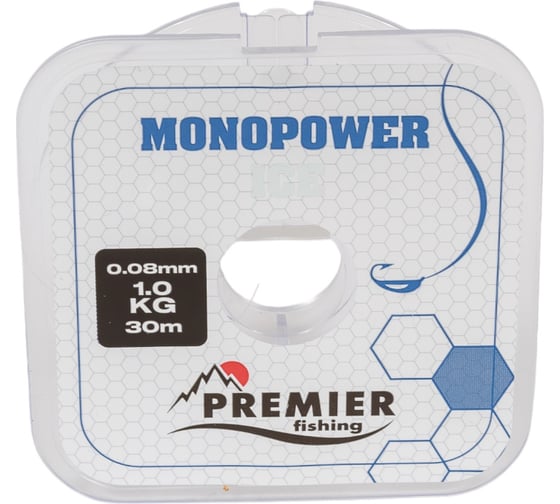 Леска Premier fishing MONOPOWER ICE PR-MI-T-008-30, 0.08мм/30м, прозрачный нейлон 280967