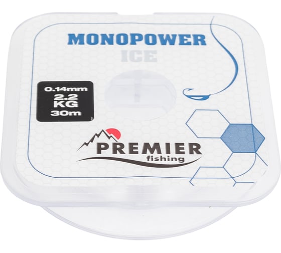 Леска Premier fishing MONOPOWER ICE PR-MI-T-014-30, 0.14мм/30м, прозрачный нейлон 280971