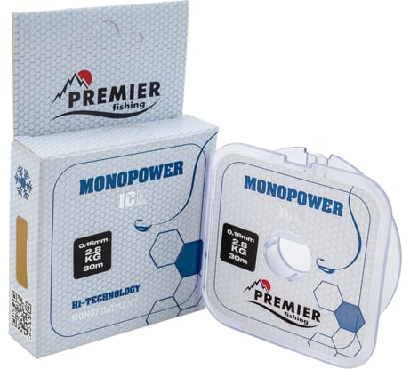 Леска Premier fishing MONOPOWER ICE PR-MI-T-016-30, 0.16мм/30м, прозрачный нейлон 280972