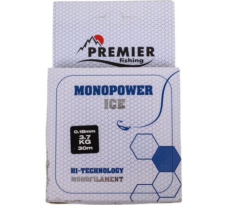 Леска Premier fishing MONOPOWER ICE PR-MI-T-018-30, 0.18мм/30м, прозрачный нейлон 280974