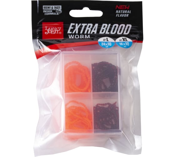 Искусственные съедобные насадки Lucky John LJ Pro EXTRA BLOOD WORM X/XL мотыль MIX1 160/240 шт 140201-MIX1