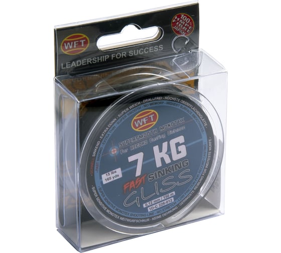 Плетеная леска WFT KG GLISS SINKING Black 150/012 1D-C-226-012