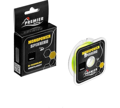 Леска Preмier fishing мonopower spinning 0.30мм/100м, f.yellow nylon pr-мs-y-030-100 00000281051