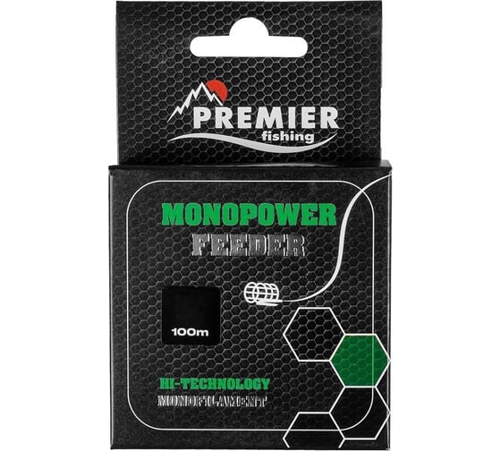 Леска Preмier fishing мonopower feeder 0.20мм/100м, green nylon pr-мf-g-020-100 00000281017 1