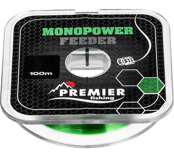Леска Preмier fishing мonopower feeder 0.28мм/100м, green nylon pr-мf-g-028-100 00000281019