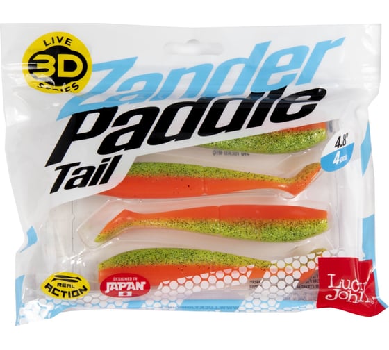 Виброхвосты Lucky John LJ 3D Series ZANDER PADDLE TAIL 4.8in, 12.00/Z12 4шт 140430-Z12