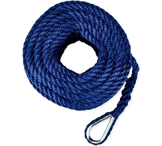Якорный трехпрядный трос Skipper конец, 12 мм х 30 м, нейлон SK-TAN3ST1230BL