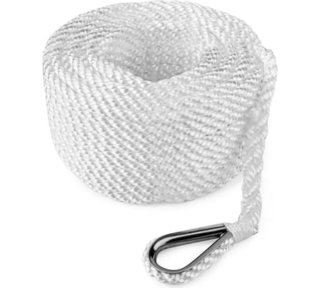 Якорный трехпрядный трос Skipper конец, 8 мм х 50 м, нейлон SK-TAN3ST850W