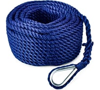 Якорный трехпрядный трос Skipper конец, 12 мм х 20 м, нейлон SK-TAN3ST1220BL