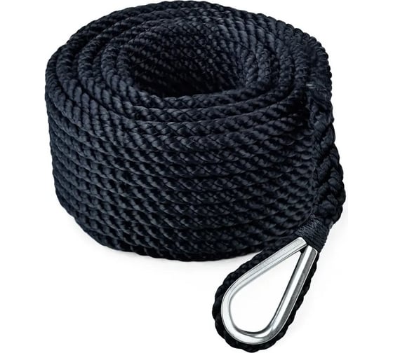Якорный трехпрядный трос Skipper конец, 16 мм х 50 м, нейлон SK-TAN3ST1650B