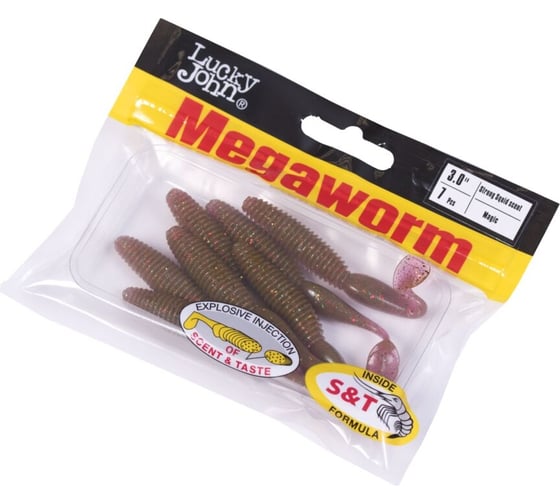 Съедобные искусственные виброхвосты Lucky John LJ Pro Series MEGAWORM 3.0in, 7.60/S14, 7шт 140190-S14
